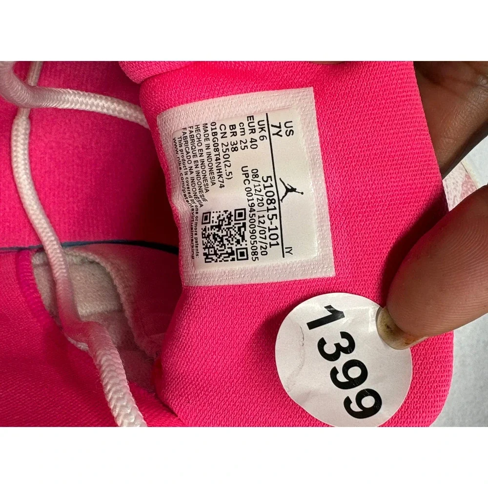 Air Jordan 12 Retro GS Digital Pink White Sneakers 510815-101 Mens 7Y Womens 8.5